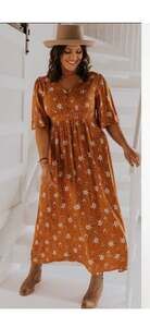 Roolee Taylor Jane Maxi Wrap Dress in rust